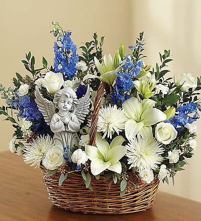 Heavenly Angel&amp;trade; Blue and White Basket